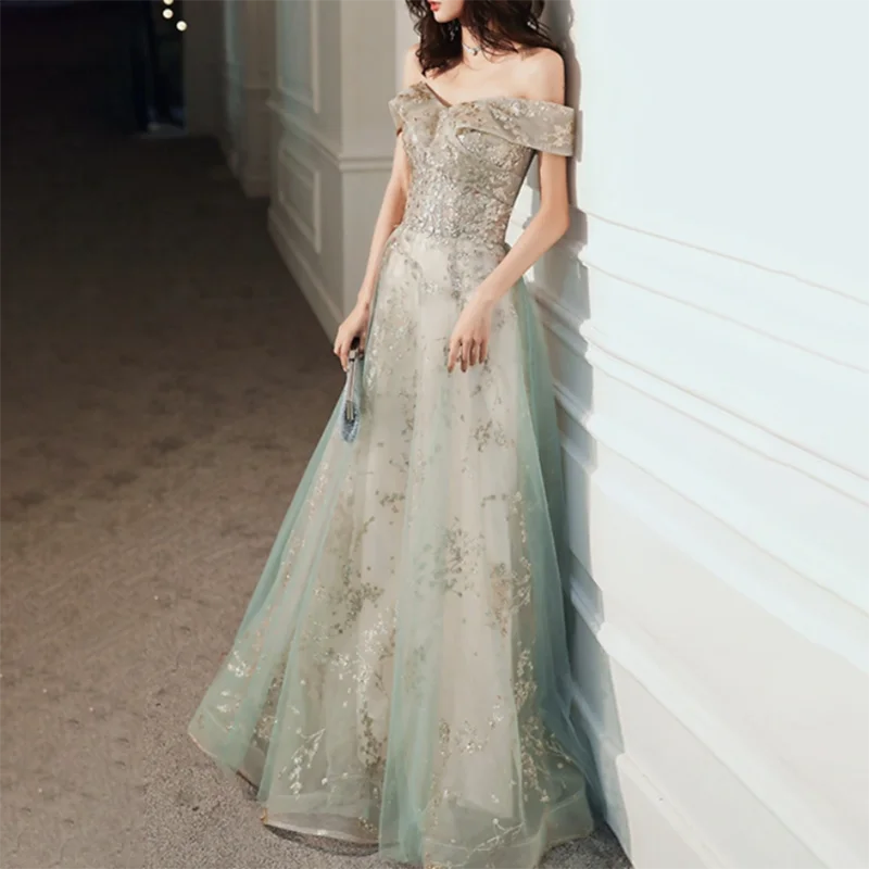 

Evening dresses for gala Boat Neck Tulle A-line Princess Sweep Train Prom Dresses Party Dresses dress 2024 vestidos para mujer