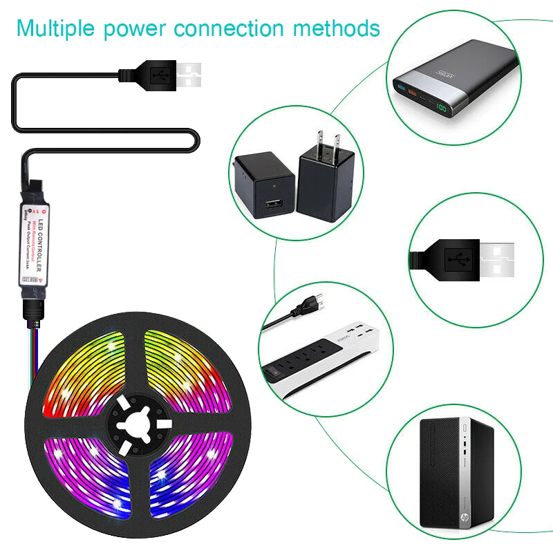 Imagem -04 - Smart Rgb Usb Led Strip Lights Music Strip Tuya Wi-fi App Speake Mudança Colorida Backlight para tv dc 5v 5050 130m