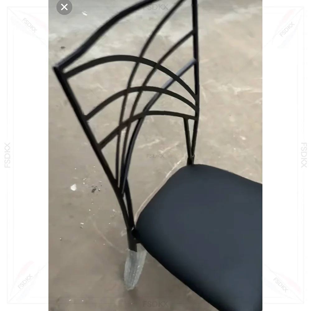 FSDKX Modern Luxury Metal Black Golden Stainless Steel Modern Party Dining Chairs Wedding Event Hotel Restaurant Banquet