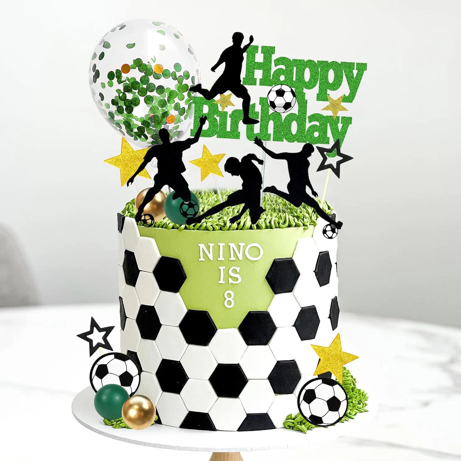 37PCS Sport Kuchen Dekoration mit Fußball Fußball Baseball Basketball Tennis Golf für Jungen Sport Thema Geburtstag Party Supplies – Detail 13