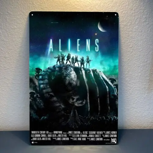 Placa de Metal de Filme de Ficção Científica Aliens - Placa de Alumínio 20x30cm