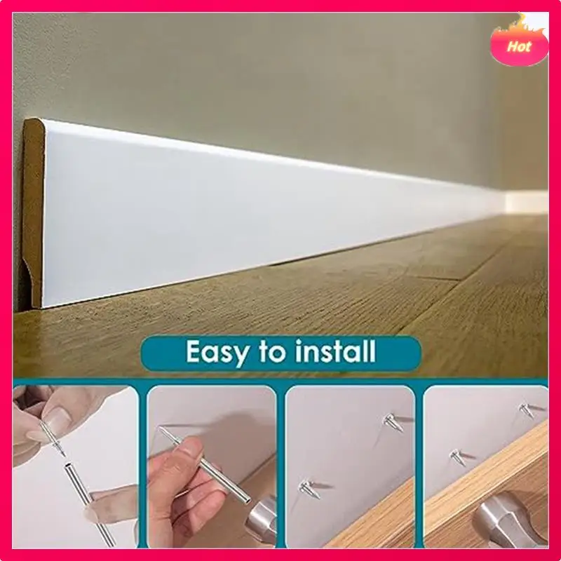 400 Pcs Double-Head Skirting Thread Seamless Nail,Rust-Proof No Trace Skirting Thread Screws Set With 4 Rods, With Nail