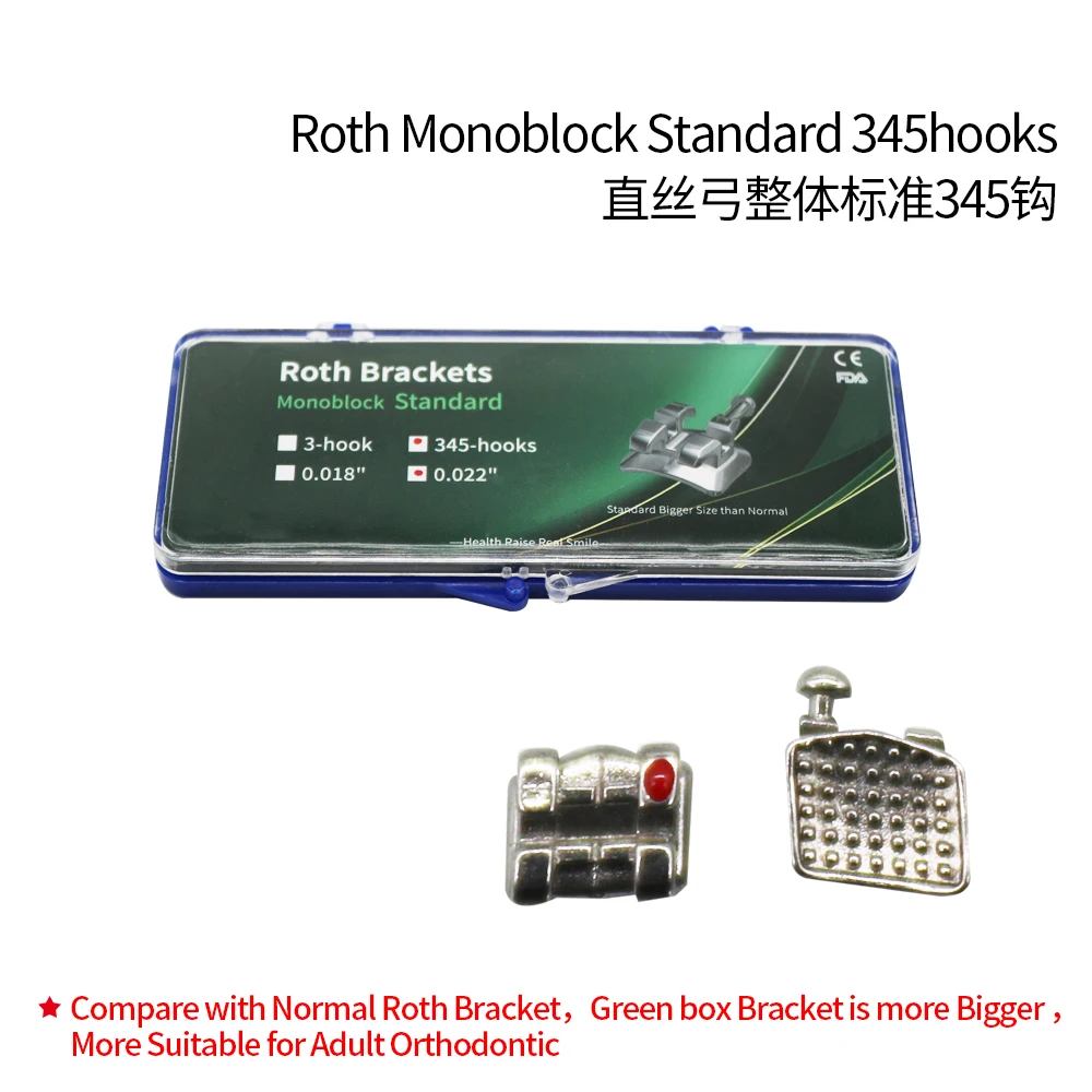 

5Packs Orthodontic Braces Bracket Roth 345Hooks Standard Green Box Big Size