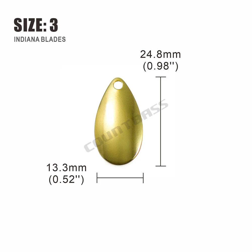 COUNTBASS 50 Stück Größe 00–8 Indiana Spinner Blades glattes Muster Nickel- und Gold-Finish, DIY Spinner Walleye Rigs Angelköder – Detail 11