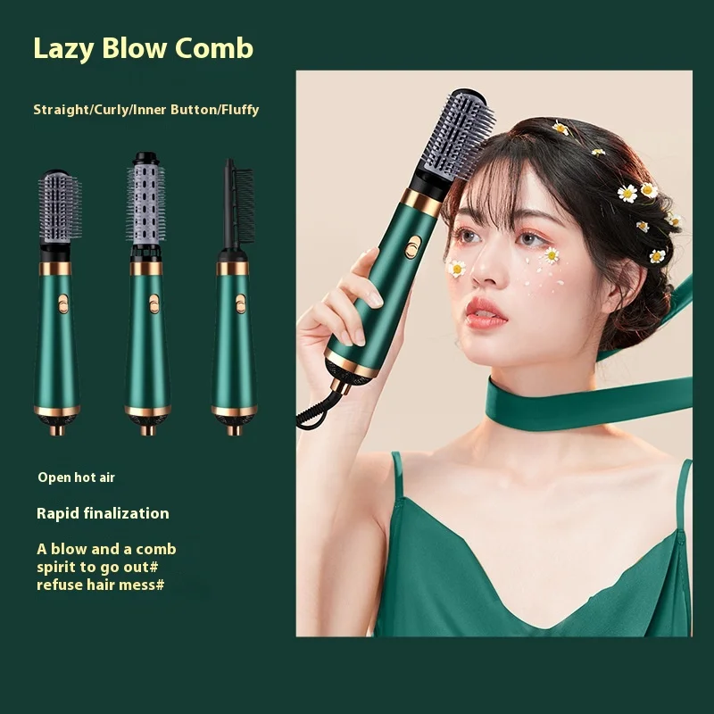 Three-in-One Electric Hair Styling Brushes Straight Hair Comb Hot Air Curling Rod USB Nylon for Cross-Border Foreign Trade