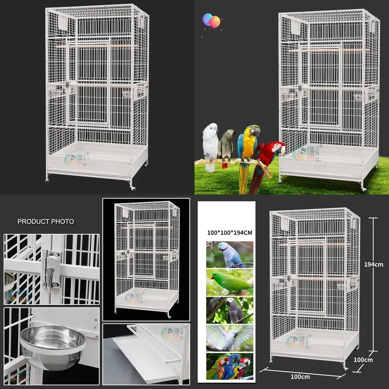 For Parrot Bird Cage Extra Large Luxury Metal Floor to Ceiling Wrought Iron Outdoor Aviary Spacious Durable Stand