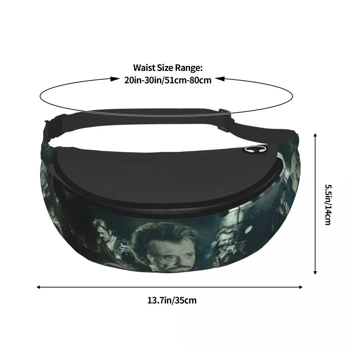 Aangepaste Johnny Hallyday rockmuziek heuptasje dames heren Franse zanger crossbody heuptas voor fietsen camping telefoon geldzakje