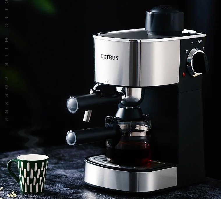 Petrus household Italian Coffee Maker 5bar Stainless Steel Semi-automatic Coffee Machine Steam espresso Coffee Maker 240ml home