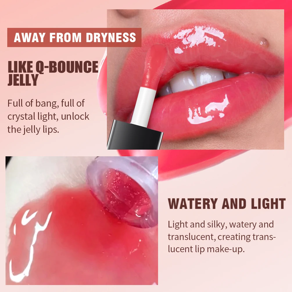 QIBEST Tinted Lip Oil Plumper Moisturizing Lightweight Lip Gloss Glaze Makeup Long Lasting Repairing Lip Lines Lip Balm Cosmetic