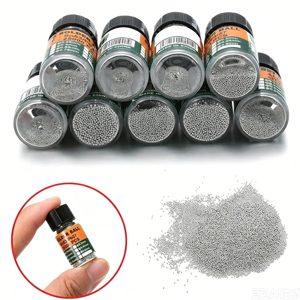 

25000Pcs/Bottle BGA Reballing Balls 0.2-0.65mm Leaded For IC Chip Soldering Solder Ball Tin Material Sn63/Pb37 Repair Tools