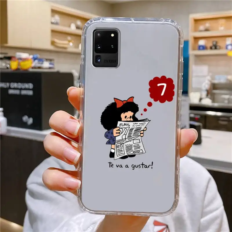 Mafalda Phone Case For Samsung Galaxy S10 S10e A70 Edge S22 S23 Plus Ultra Note10 Transparent Cove