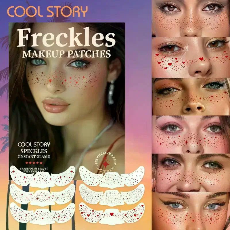 6 أوراق ملصقات النمش عيد الميلاد ماكياج ختم حزب ماكياج التصحيح الوجه الوشم الخد ماكياج الوشم الوجه أحمر الخدود بقعة ملصقات #4