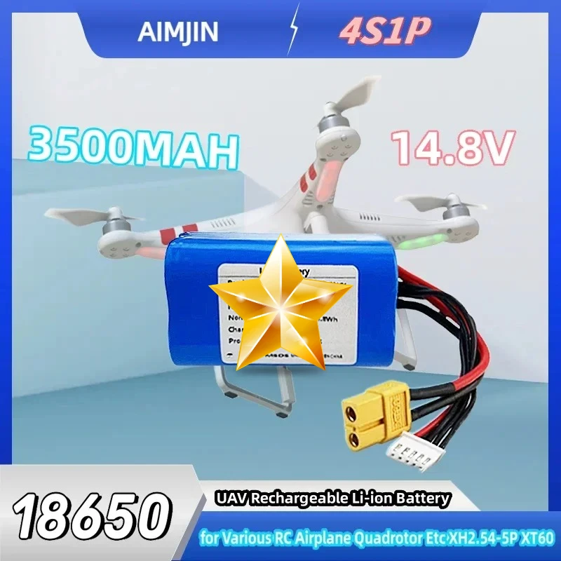 

XH2.54-5P XT60 4S1P 3500 мАч 14,8 В Литий-ионная аккумуляторная батарея для БПЛА большой емкости для различных радиоуправляемых самолетов Quadrotor и т. д.