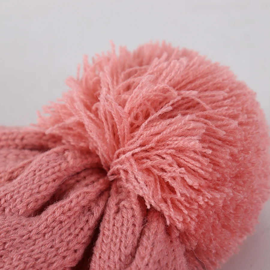 Kids Beanie Hat for Boys Girls Pom-pom Kint Hats Cozy Lining Winter Skull Cap