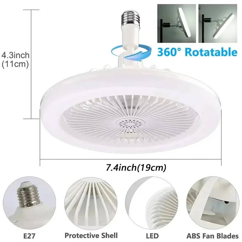 30w Fernbedienung Decken ventilator Lampe unendlich dimmbar e27 Basis geräusch stumm 3-Gang Wind geschwindigkeit seins tellung LED-Licht 85-265V