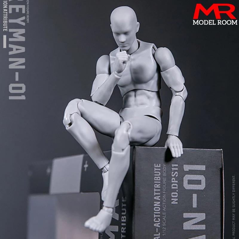 DAMTOYS DPS11 1/12 Scale Greyman Action Figure 14.5cm Crash Test Super Flexible Figurine Joint Body Model Doll