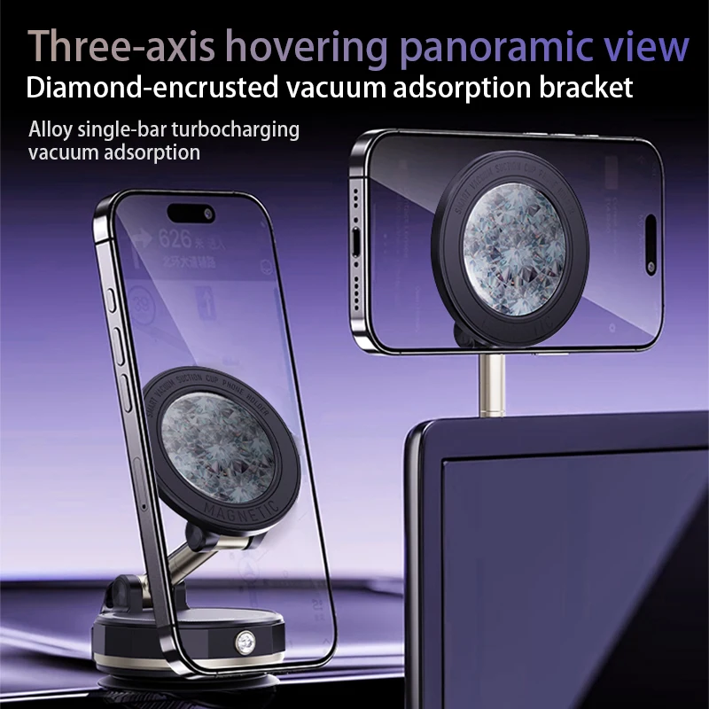 

Car Phone Stand Mechanical Vacuum Suction Cup Rotate 360 Magnetic Adsorption Bracket car Navigation Universal Holder
