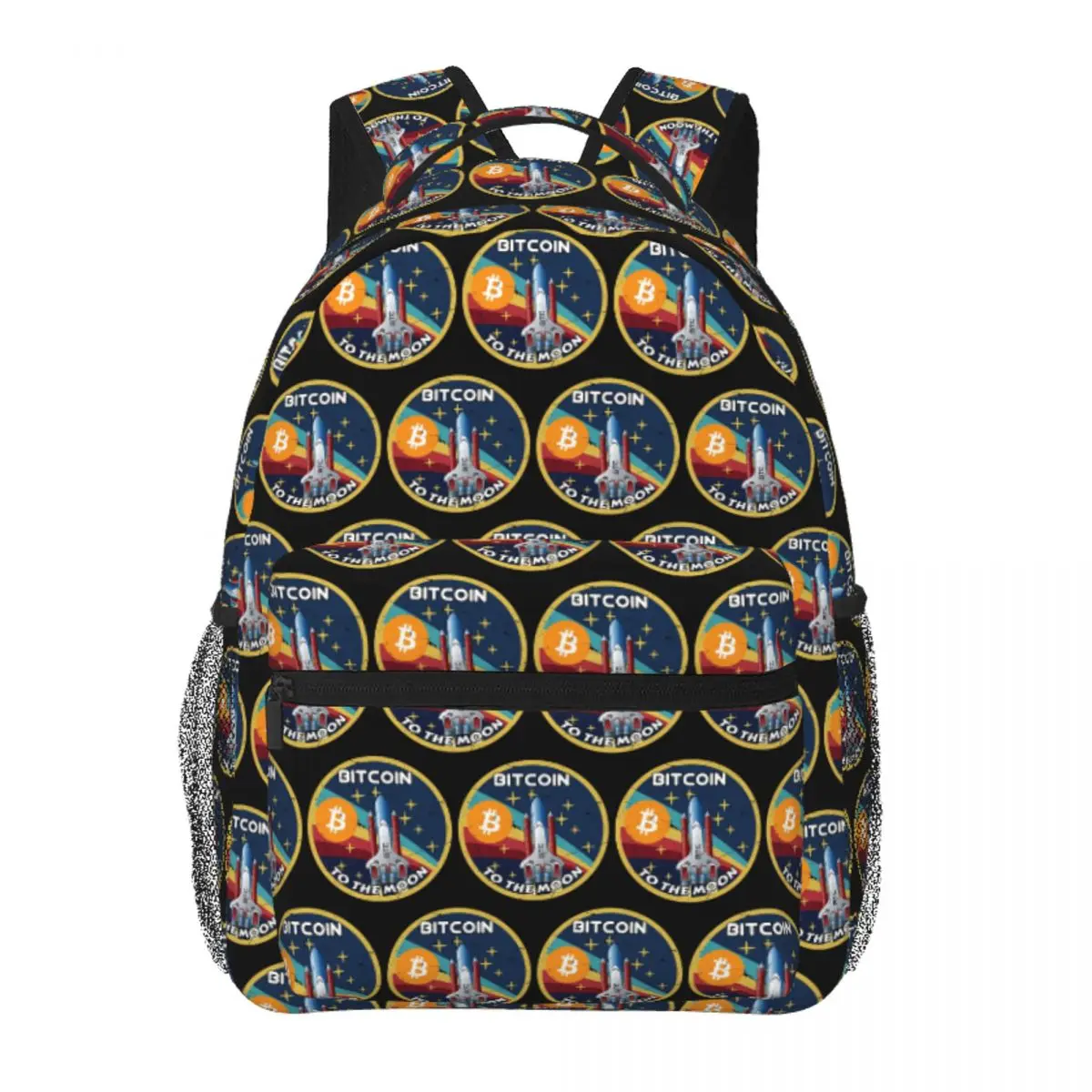 

Bitcoin Cryptocurrency Space Badge Backpack Student Boys Girls BookBag Kids School Bag Laptop Shoulder Bags for Men Women