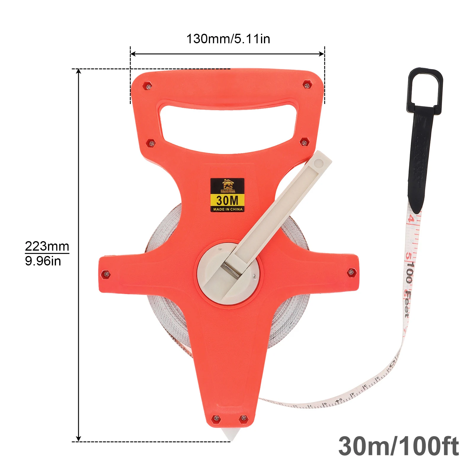 30m /50m /100m Portable Retractable Tape Measure ABS Double-Sided Nylon Metric and Imperial Scale Shelf Ruler Measuring Tools