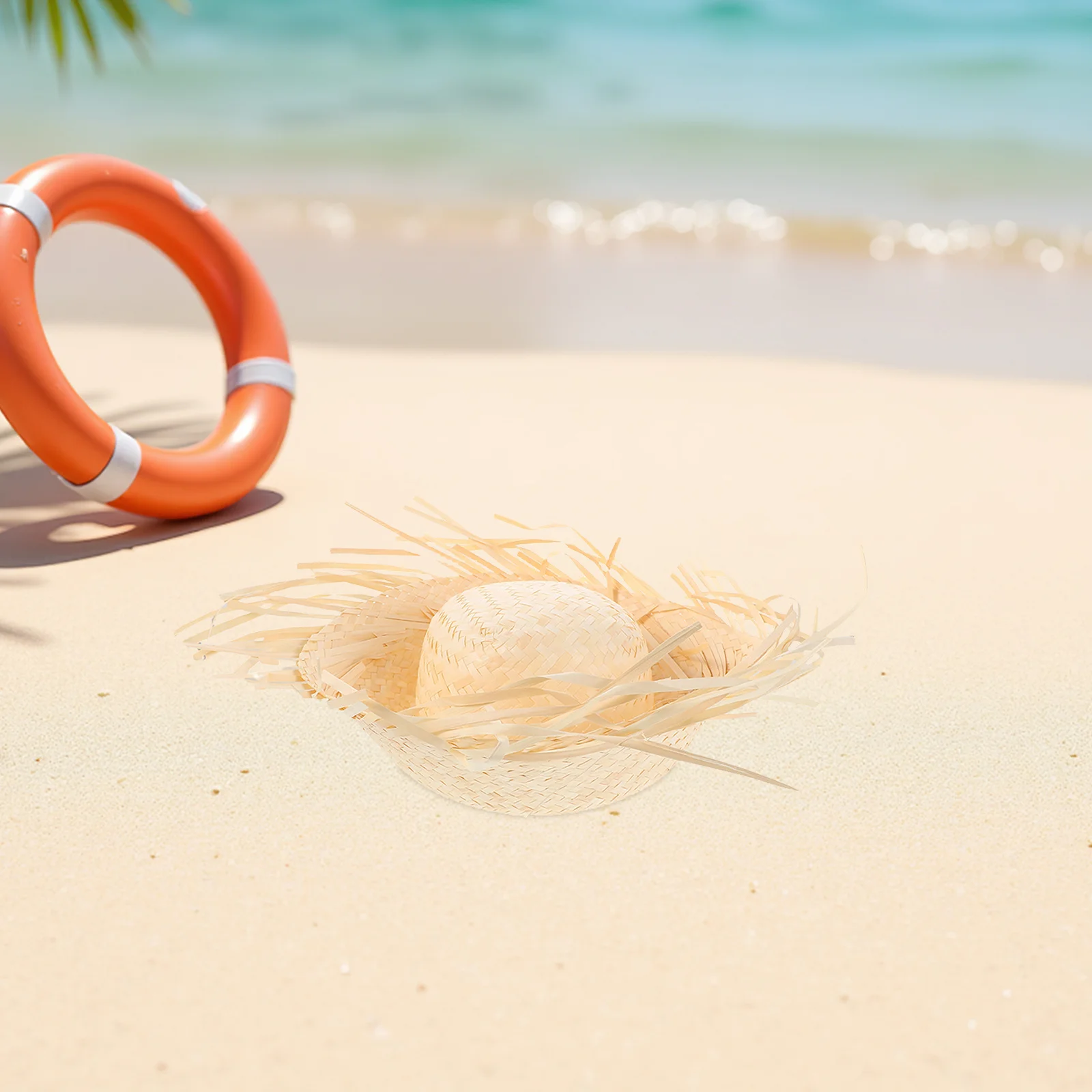 

2pcs Hawaiian Straw Hat Woven Raffia Wide Brim Bucket Sun Hat For Beach Luau Tiki Party Outdoor Events Unisex Tropical Costume