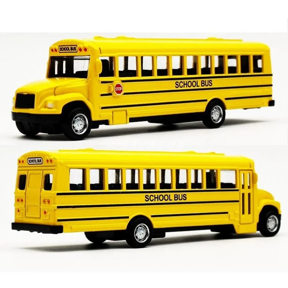 1/64 Diecast Alloy School Bus Inertia Vehicle Model Toys Pull Back Car Boys Toys Educational Toys for Children Gift  Kid Toy Car