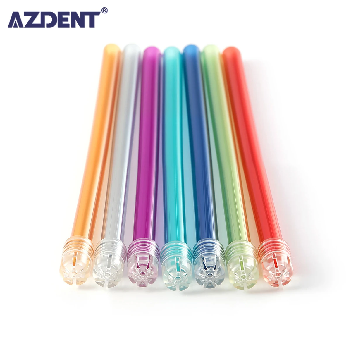 

AZDENT 100 шт., стоматологические выталкиватели слюны, прозрачные насадки разных цветов, 148 мм, длина 5 мм, внешний диаметр, одноразовые всасывающие насадки