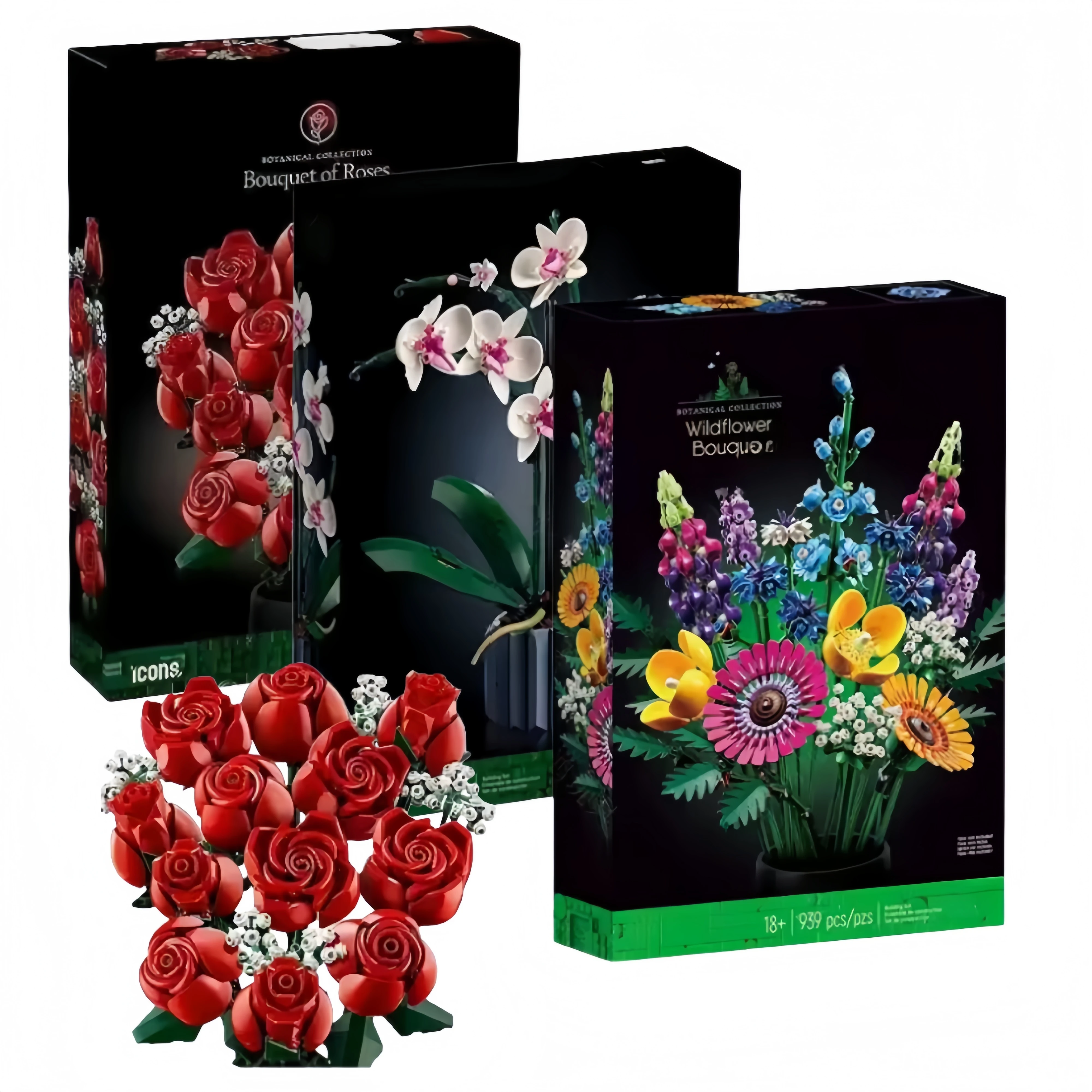 Bouquets de fleurs de roses romantiques, blocs de construction décoratifs compatibles, fleurs fraîches conservées pour cadeaux de fête d'anniversaire pour petite amie