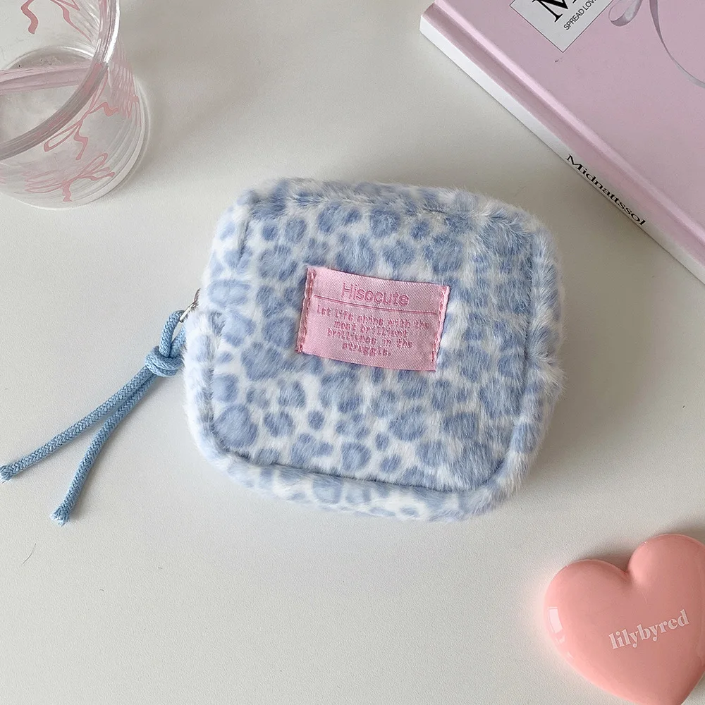 1 Stück Modische Retro Plüsch Quadratische Leopardenmuster Kosmetiktasche Niedliche Tragbare Hygiene-Baumwolltasche Aufbewahrungstasche Damengeschenk – Detail 11