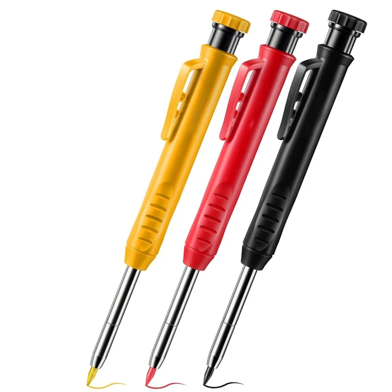 A96I-Mechanical Carpenter Pencils Set With Canvas Case, Deep Hole Marker Construction Pencils For Architect Woodworking