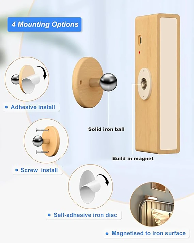 Imagem -05 - Led Rotatable Cordless Lâmpada de Parede Temperatura Cor 3000k6000k Regulável Operado a Pilhas Wall Sconce