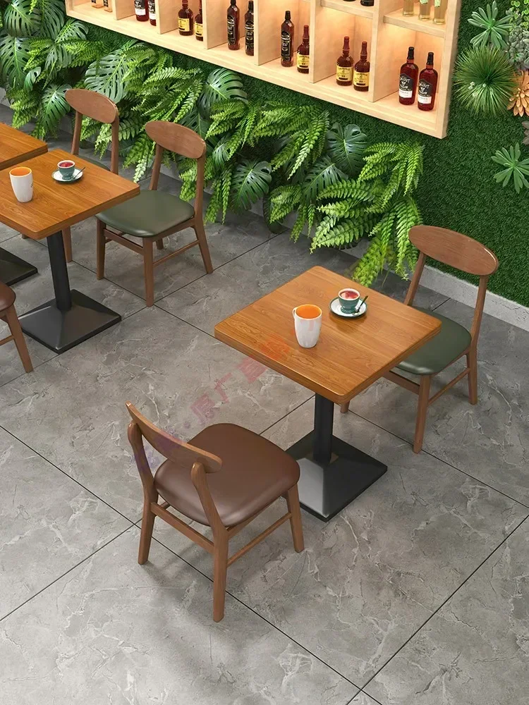 Solid Wood Restaurant Tables, Chairs and Benches Commercial Catering Snack Bar Canteen Japanese Rice Noodle Restaurant Card Seat