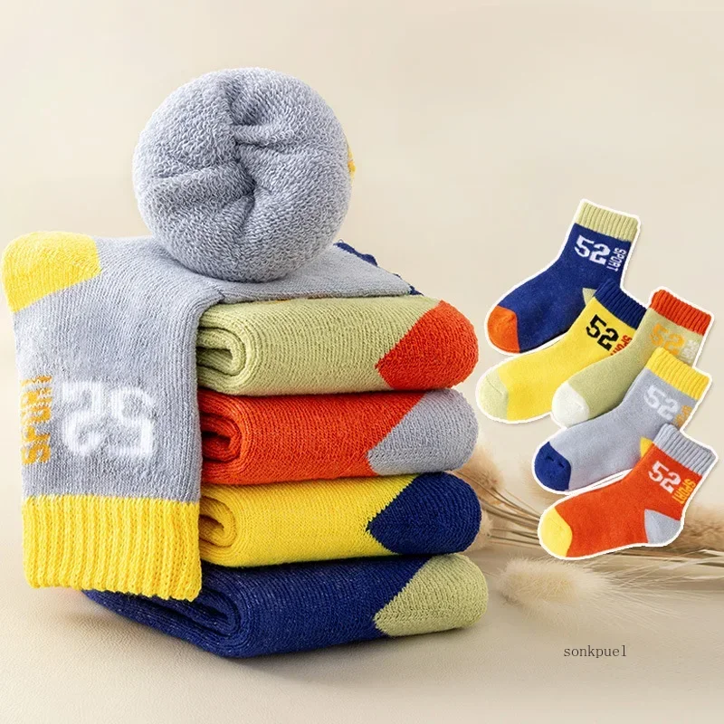 5 paia/set calzini invernali per bambini ispessiti per ragazzi e ragazze calzini caldi per bambini autunnali calzini sportivi per il tempo libero carini