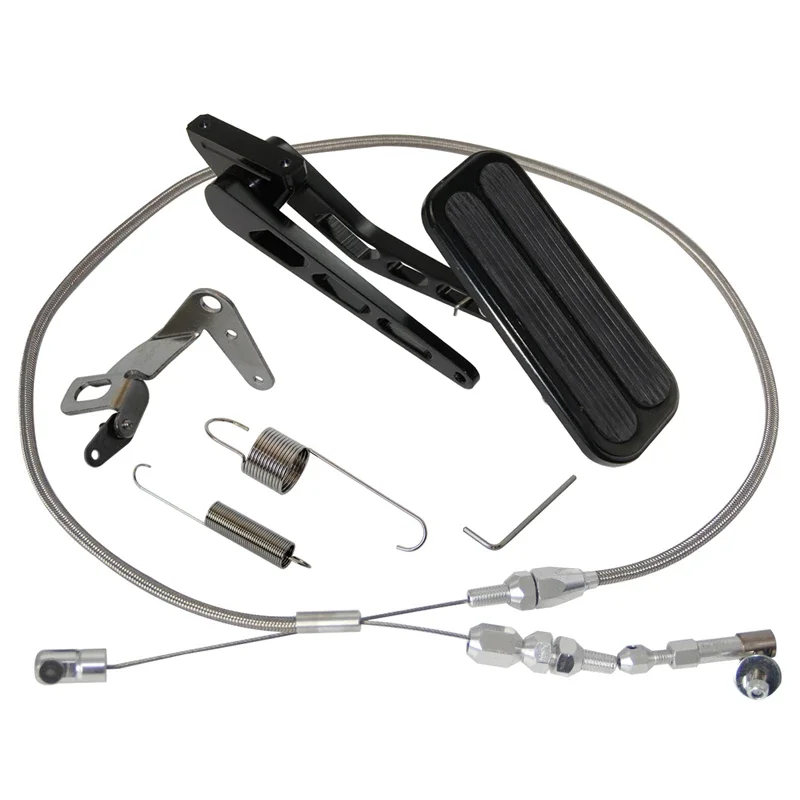 

Gas Throttle Pedal+Stainless Steel 24"/36" Throttle Gas Cable &Spring Street Chevy Ford Hot Rod Silver/Black