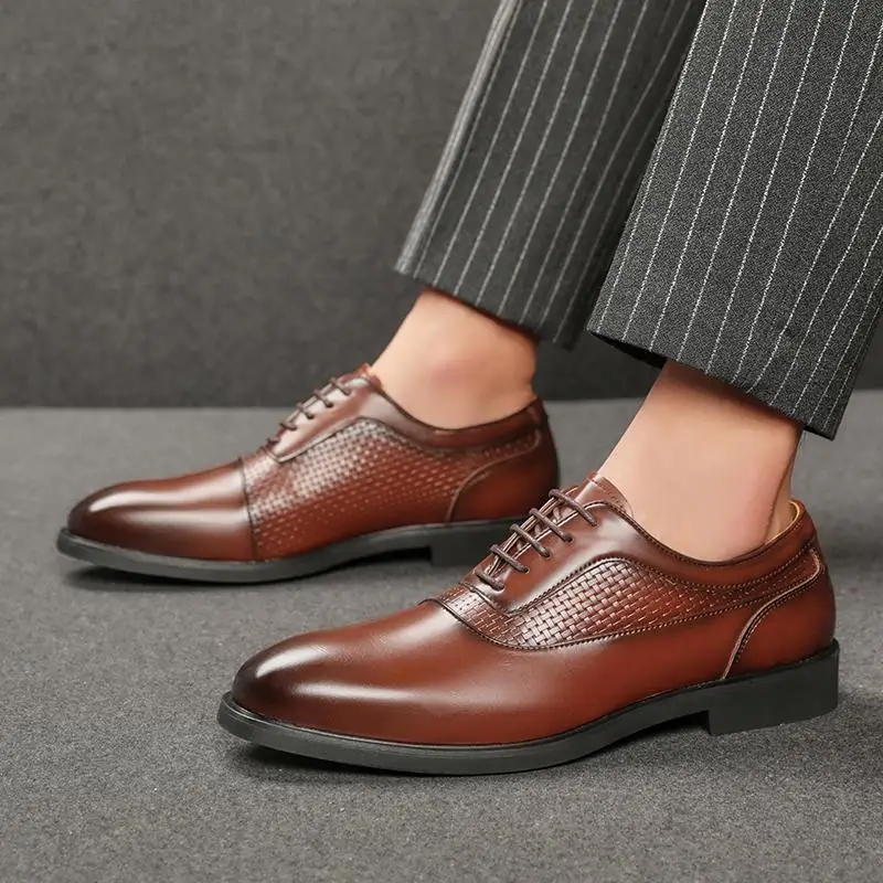 Zapatos Derby de plataforma con punta cuadrada para hombre, zapatos planos de plataforma, zapatos Oxford de cuero para fiesta de boda, moda británica