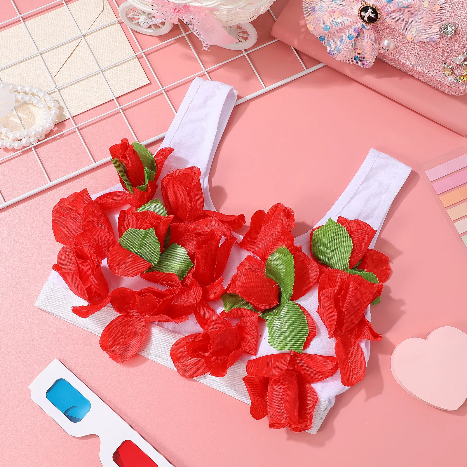 

6Pcs Hawaii Grass Skirt Set Kids Tropical Hula Dress Flower Bra Headband Necklace Bracelets Red 40cm Party Accessories