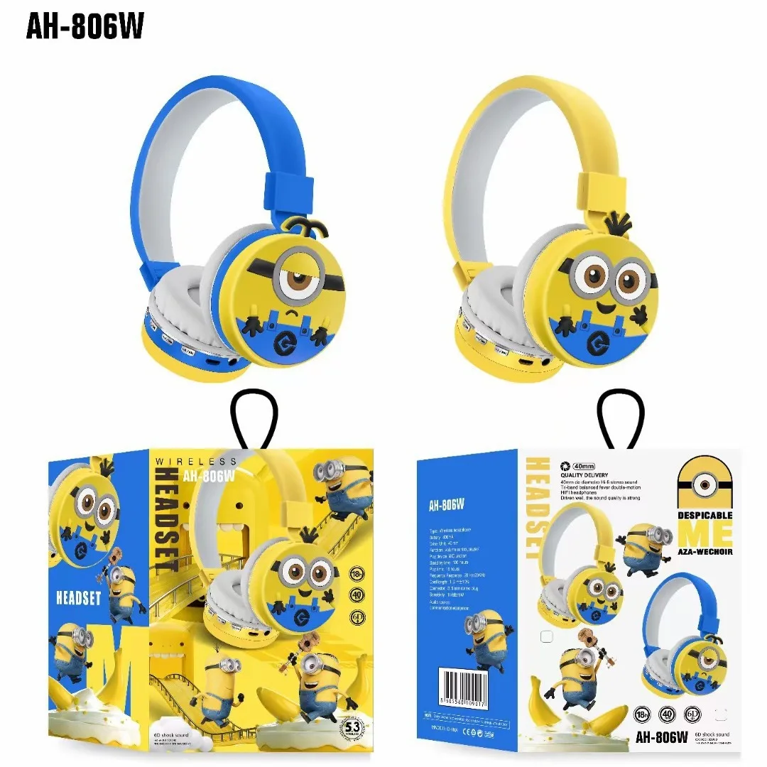 Despicable Me Cartoon Minions Bluetooth headset Trendy headphones Sports earphones Student earphones Mobile phone earphone gifts