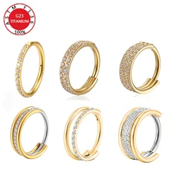 G23 Titanium Nose Ring Implant Grade Hinged Seamless Earrings Clicker Hoop Ring for Cartilage Helix Rook Septum Daith Tragus