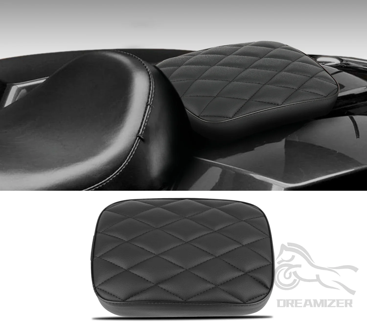 Motorcycle Rear Passenger Pillion Pad Rectangular Pillion Passenger Pad Seat For Harley Dyna 883 Choppers Bobber 8 Suction Cups