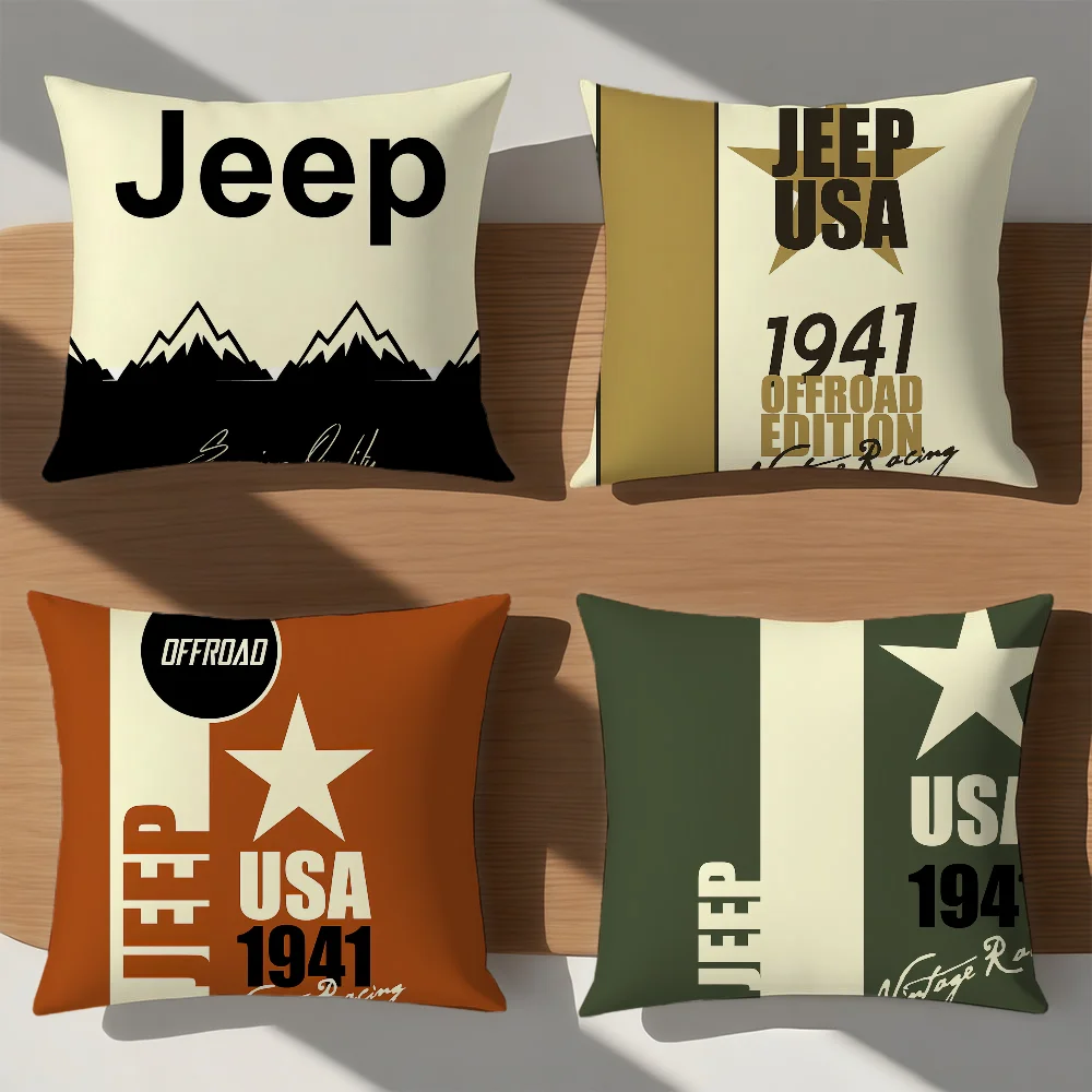 Cushion Cover Soft Comfort Pillowcase Sofa Nap Living Room Fashion Party J-Jeep Home Pet Racing Decor Cool Pillowcover