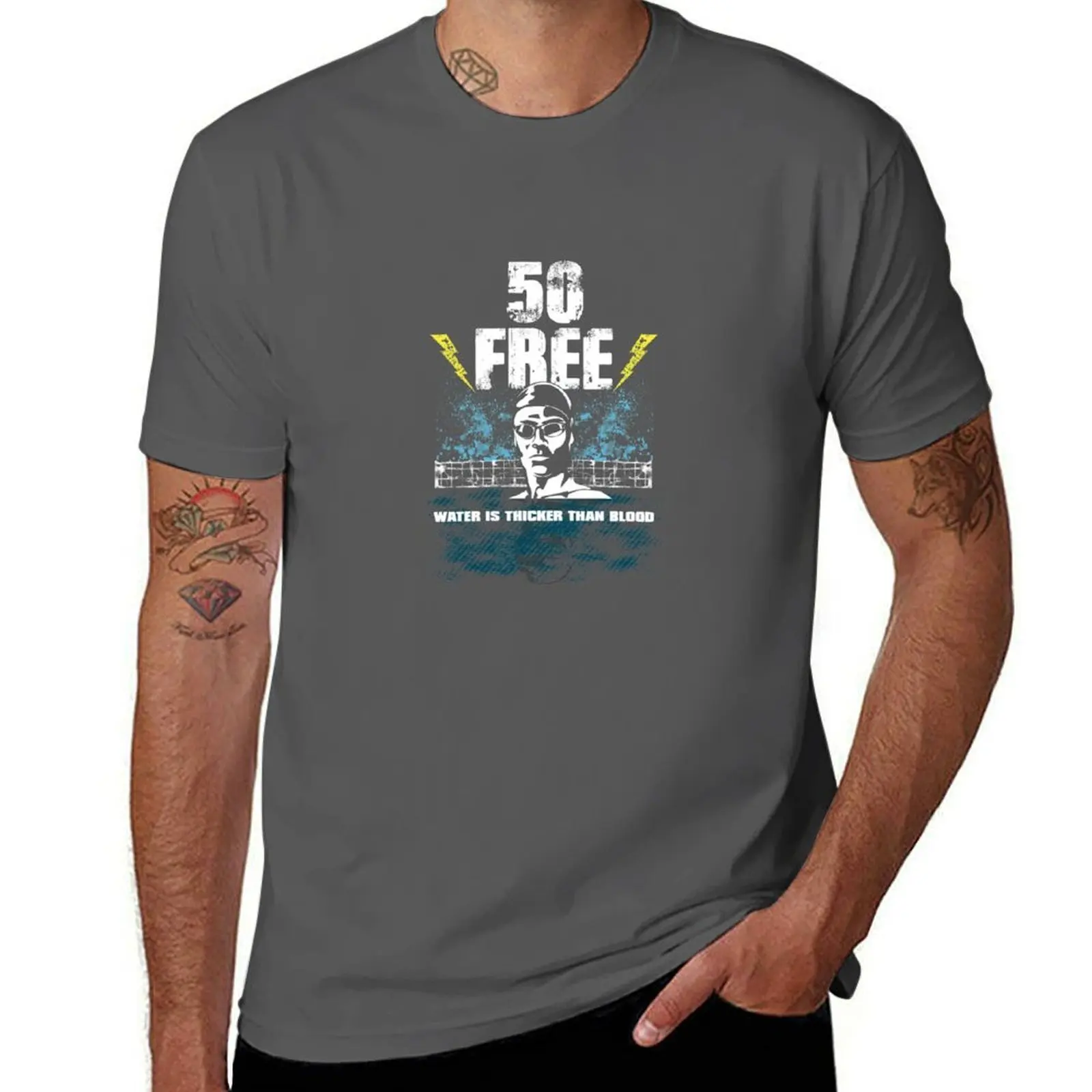 

Free Swimming Men's 50 T-Shirt Fashion Casual Short Sleeve T-Shirt