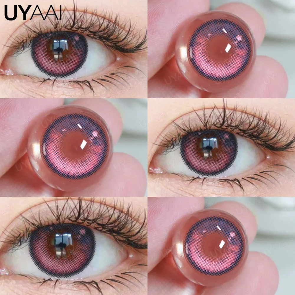 UYAAI 1 Pair Anime Pink Lenses for Eyes Cosplay Lenses for Halloween Nezuko Colorcon y2k Eye Contacts