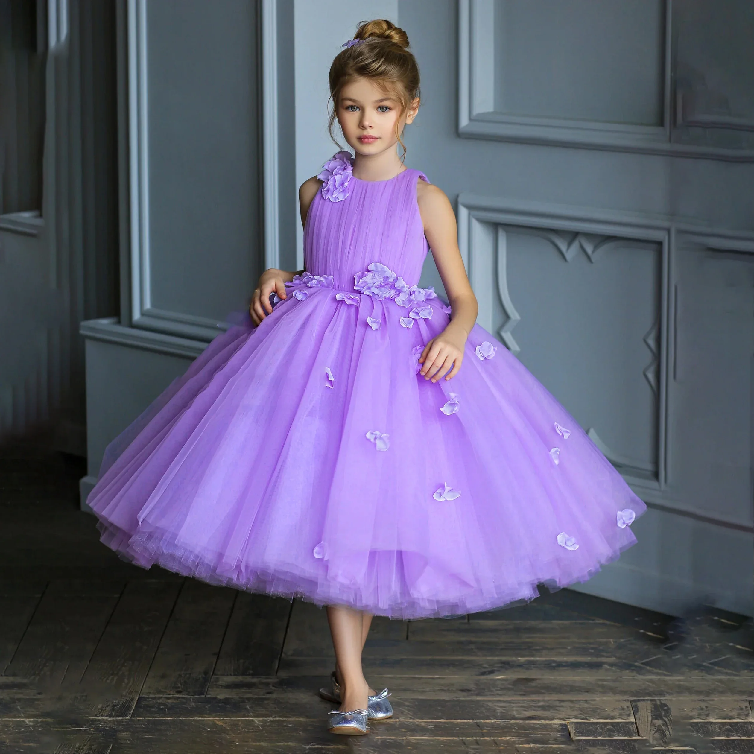 

Summer Wedding Girl Party Dresses for Christmas Costume Formal Lace Bridesmaid Princess Prom Dress Birthday Flower Kids Clothing