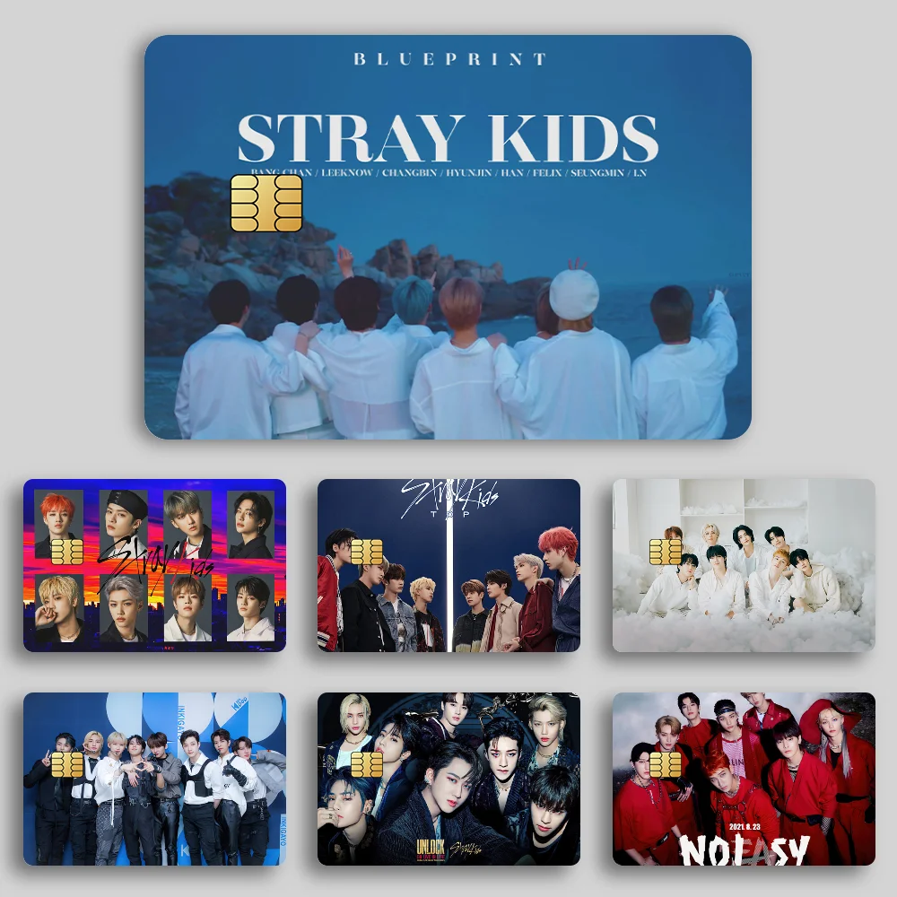 Kpop Boy Giant S-Straykides Music Bank tarjetas de crédito pegatinas de pase de autobús decoración fresca impermeable 4 Uds tarjeta