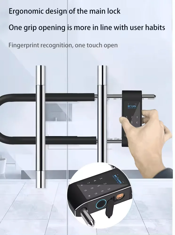 Glomarket Automatic Smart Tuya Fingerprint Lock Warehouse Electronic Hook Padlock Usb Charge U Shape Bike Lock