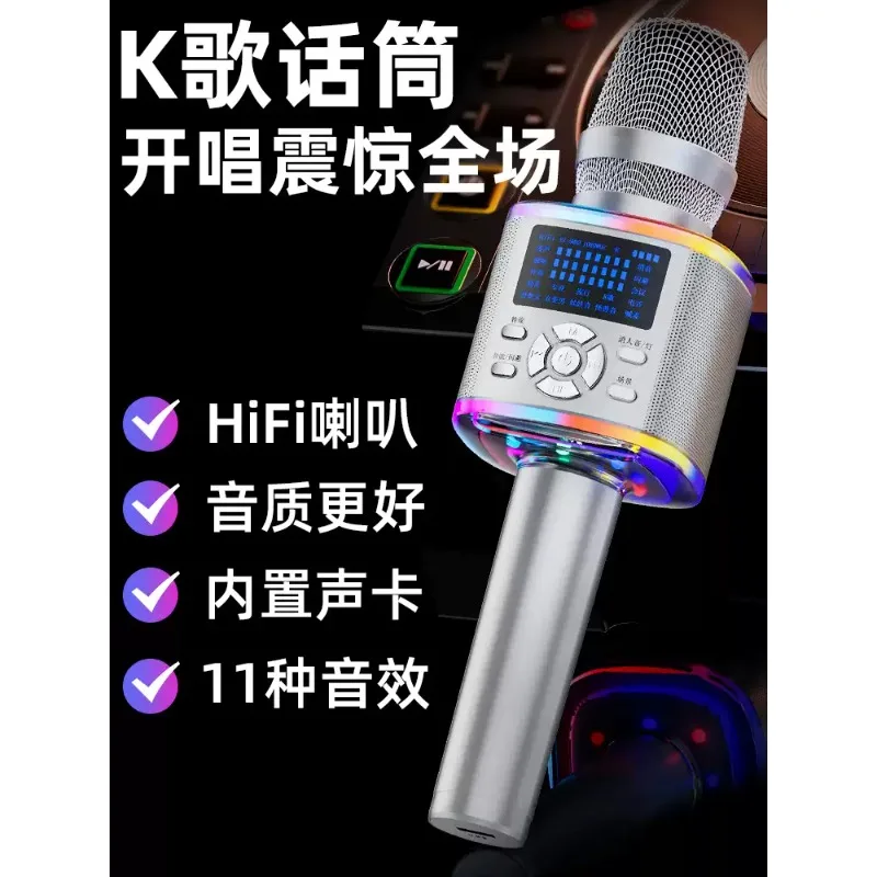 

Miracle M Bluetooth Karaoke Microphone 2200mAh Duet Mode FM Transmitter AUX MR Removal Car Home Korean AS