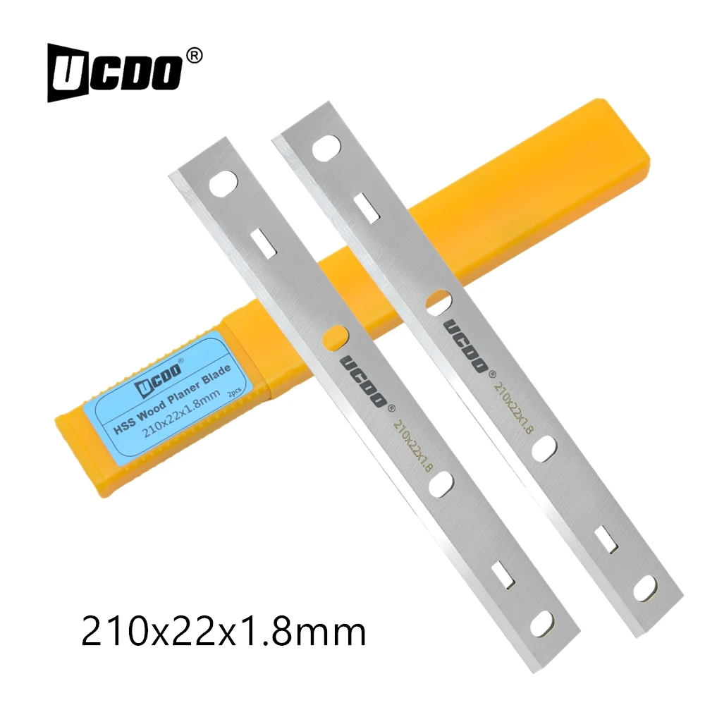 

UCDO 2pcs HSS Planer Blade 210x22x1.8mm Thickness Planer Knife Spare Part for Power Tools Kity PT8500 Fox Scheppach Bernardo