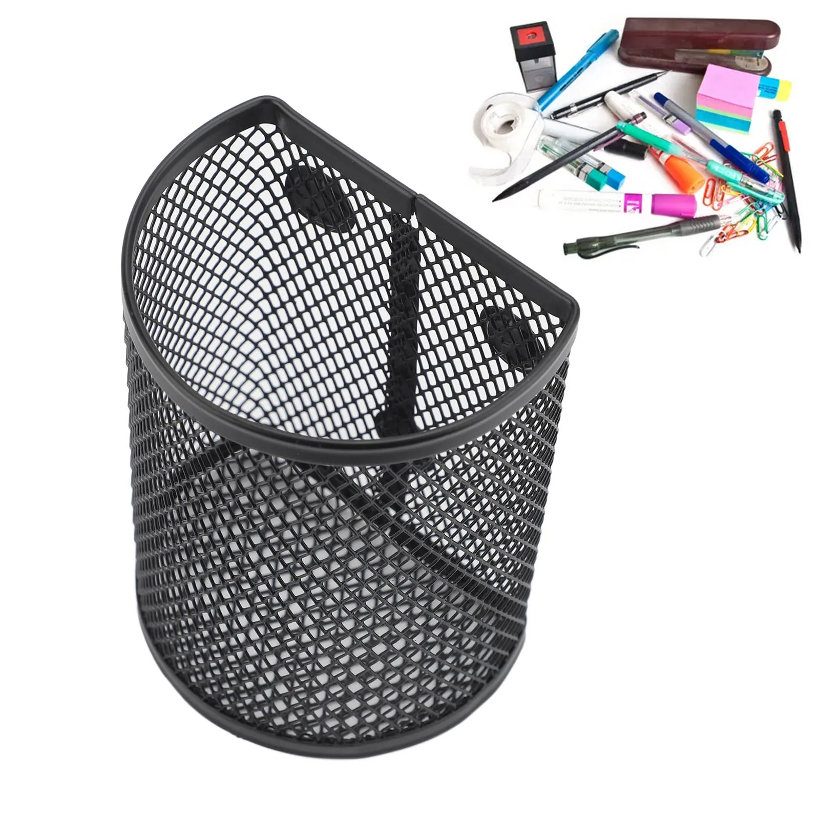 New 1/4Pcs Magnetic Pen Holder Mesh Metal Pencil Marker Basket Desk Organizer for Locker Fridge Whiteboard File Cabinet