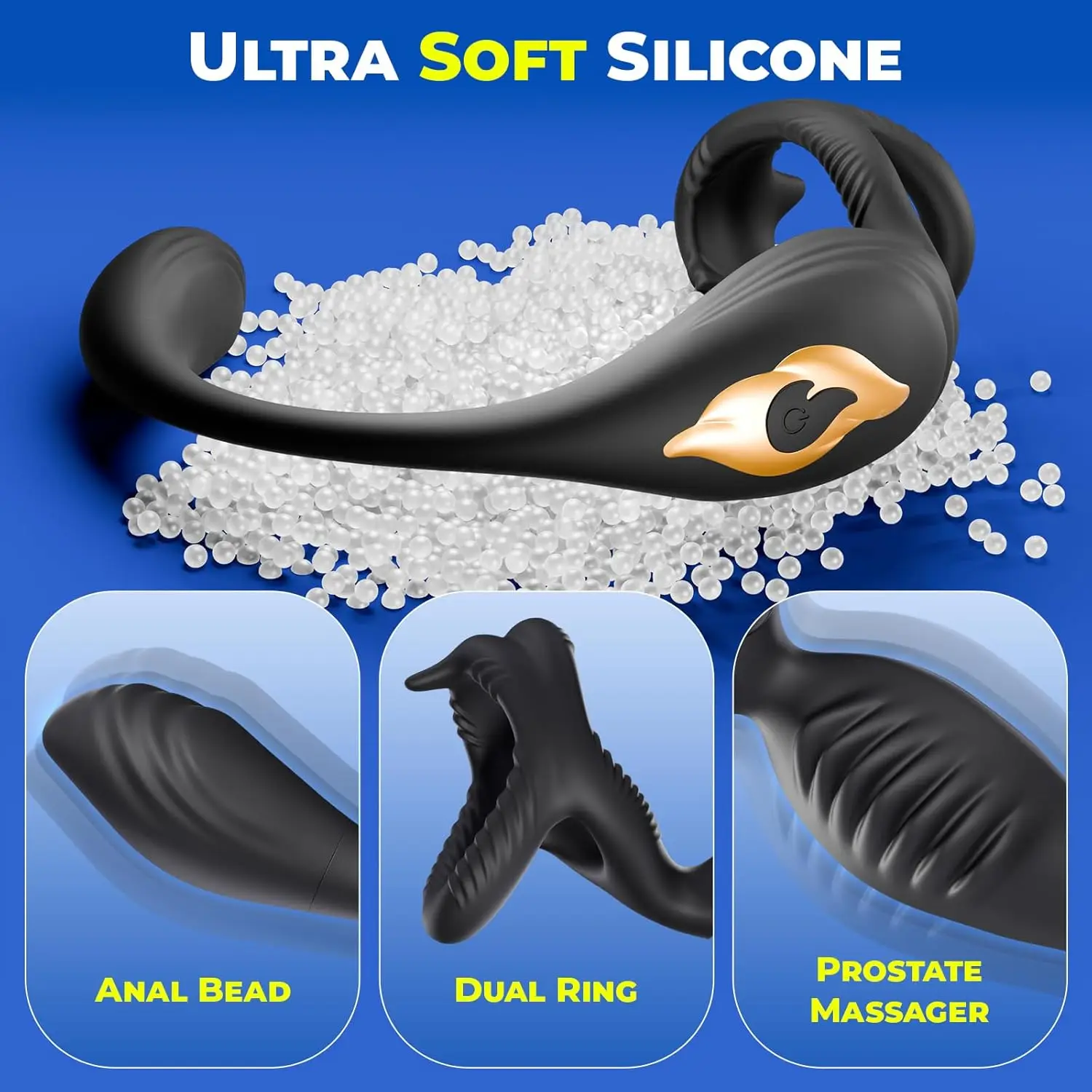 Vibrating Cock Ring Vibrator, 7 Vibration Male Sex Toys for Men Anal Vibrator with Bullet, Prostate Massager Adult Toy, Remote