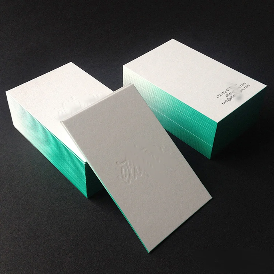 High Quality Custom Luxury Green edged Printing Business Cards With Your Own Design Thank You Card for Small Business Printer