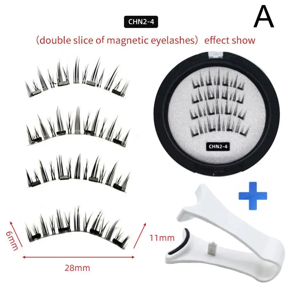 2 Pairs 3D Natural Magnetic Eyelashes With Handmade Reusable Magnetic False Eyelashes curler high-quality hot